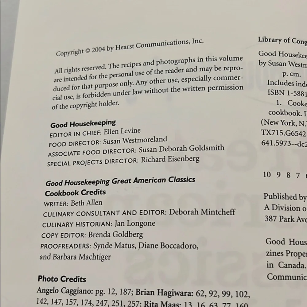 Good Housekeeping Great American Classic Cookbook 2004 Hardcover